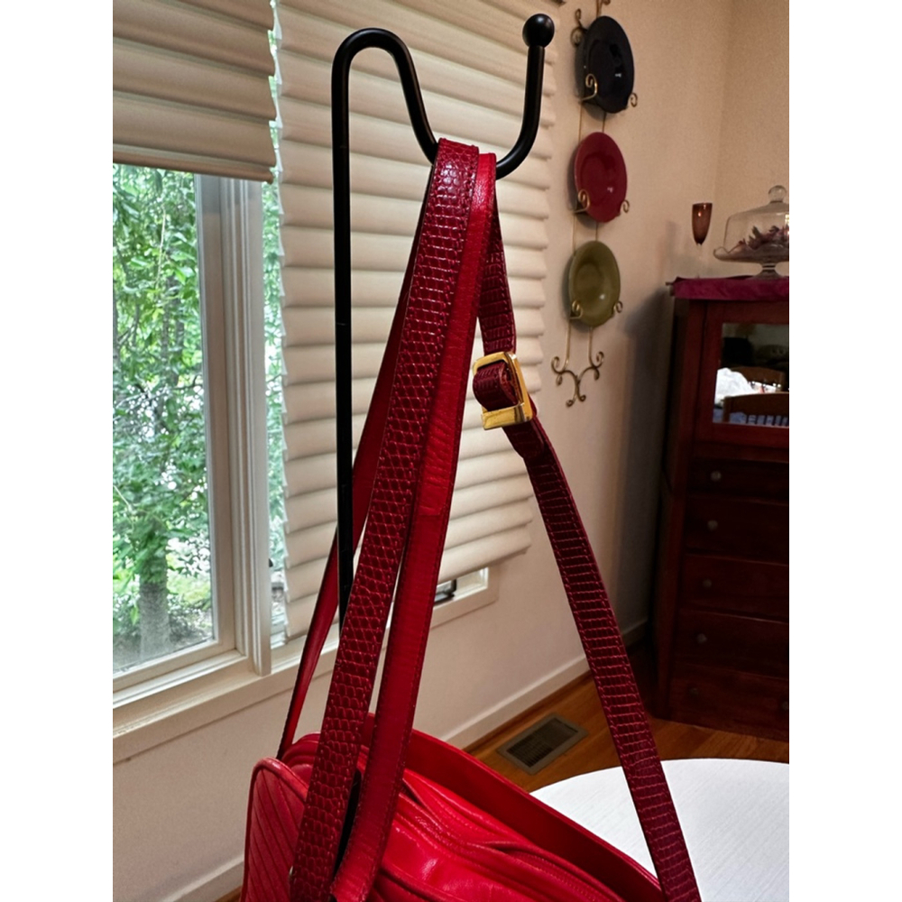 Bally Red Leather & Lizard Crossbody Bag - Picture 4 of 16